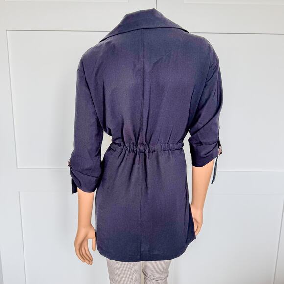 NWT-Miami of Francesca’s, Emilee Drawstring Black Utility Jacket, Women’s Small - Picture 5 of 10